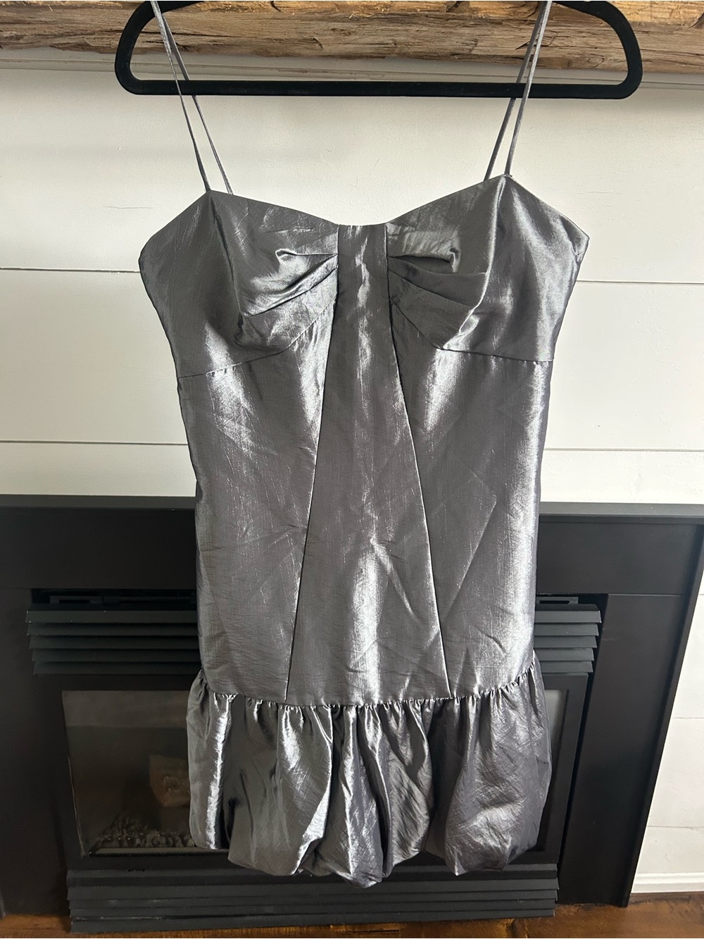 Metallic Gun Metal Bubble Hem Dress